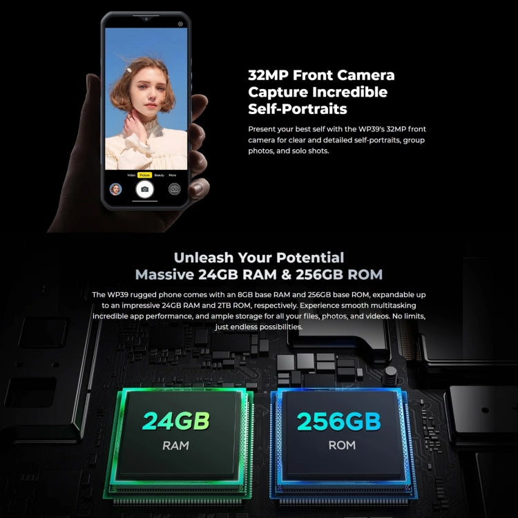 Oukitel WP39 Pro 5G Rugged Phone, 6GB+256GB, Night Vision, Fingerprint Identification, 6.6 inch MediaTek Dimensity 6100+ Octa Core, NFC, OTG, Network: 5G, WP39 5G Oukitel WP39 Pro 5G Rugged Phone, 6GB+256GB, Night Vision, Fingerprint Identification, 6.6 inch MediaTek Dimensity 6100+ Octa Core, NFC, OTG, Network: 5G, WP39 5G